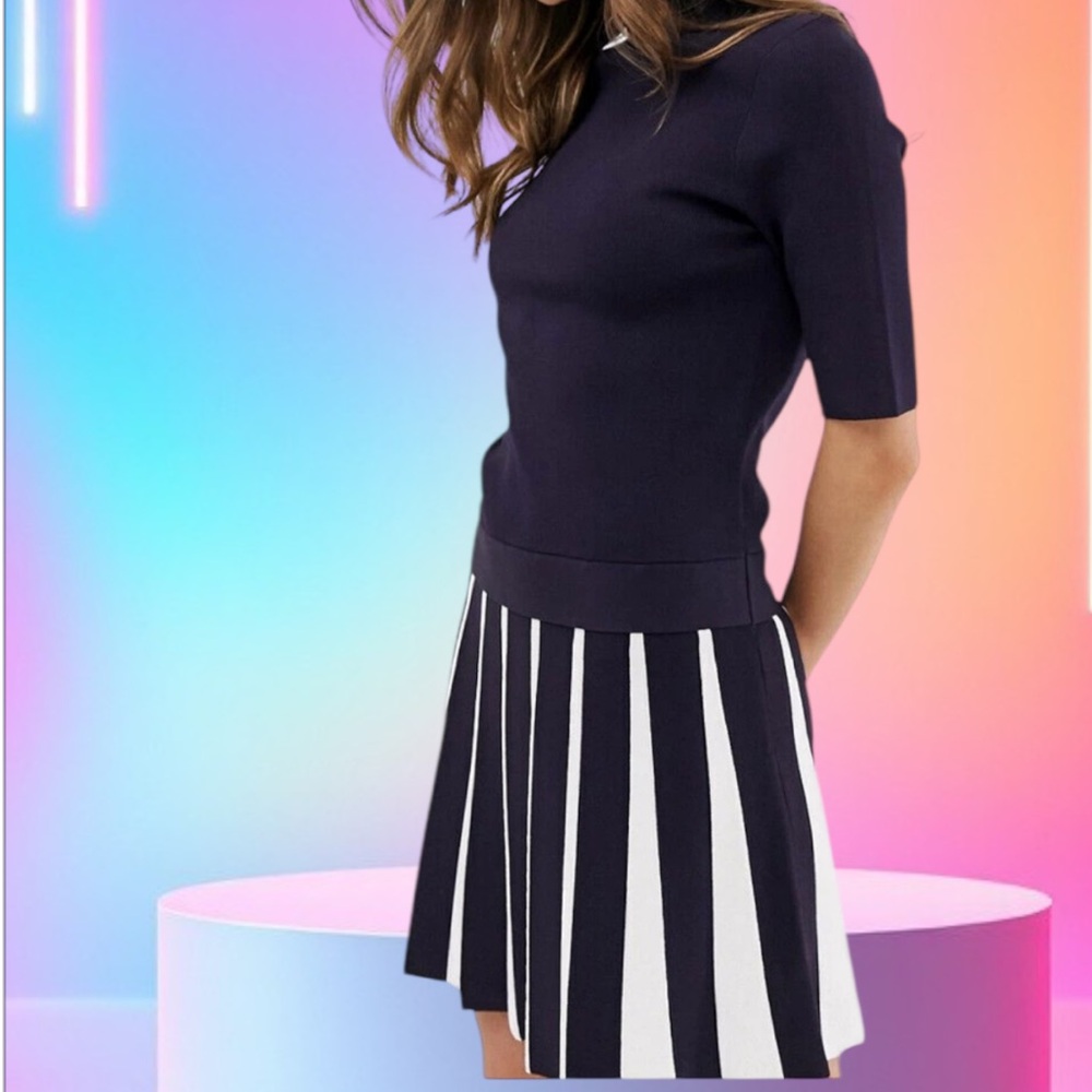 TED BAKER London Hethia stretch highneck 
Knit Skater Dress  Size 0 (US 2) - Picture 2 of 11